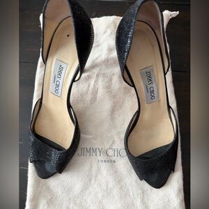 Jimmy Choo Black Peep-Toe Heels